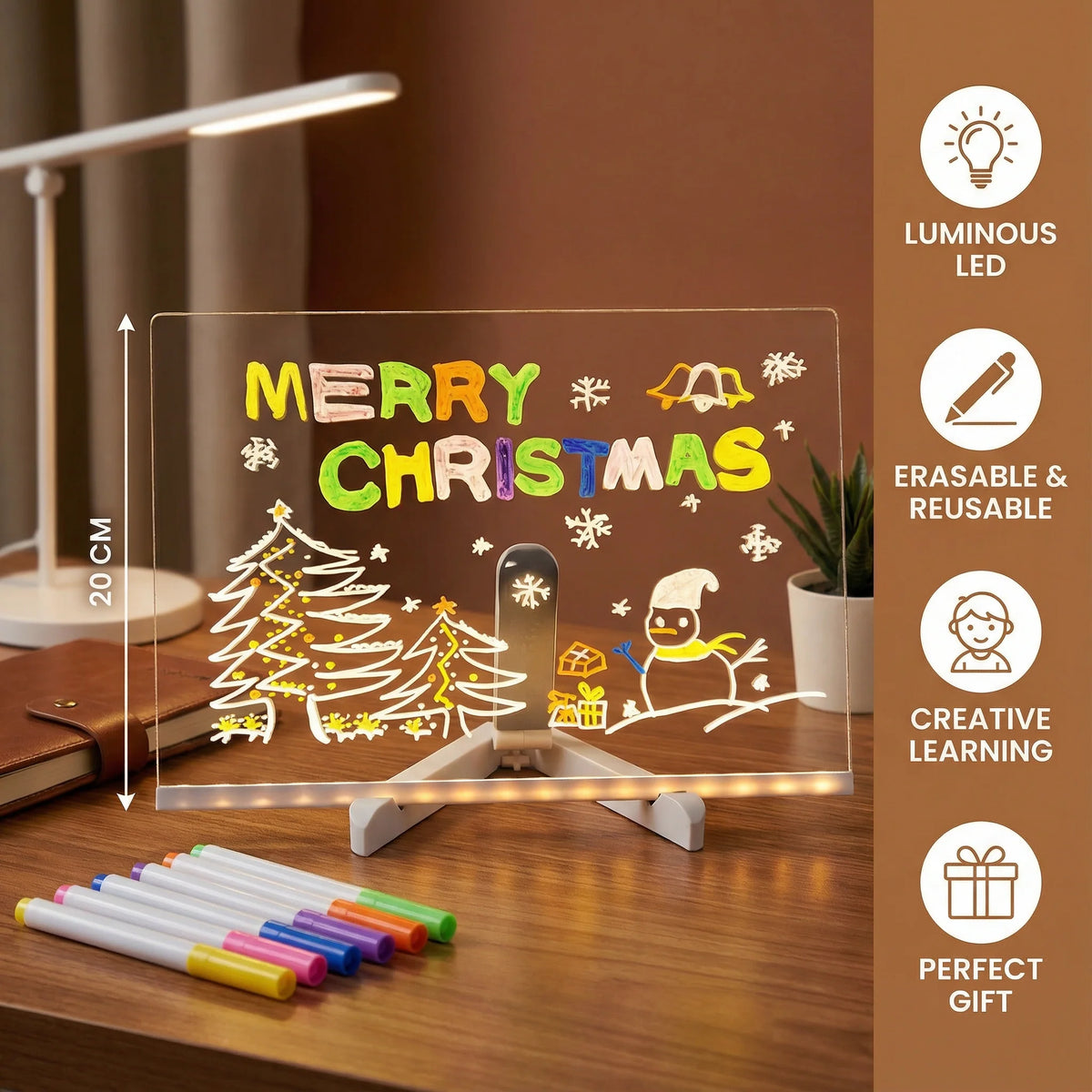 Kids Drawing Board LED Wipe Clean USB Rechargeable