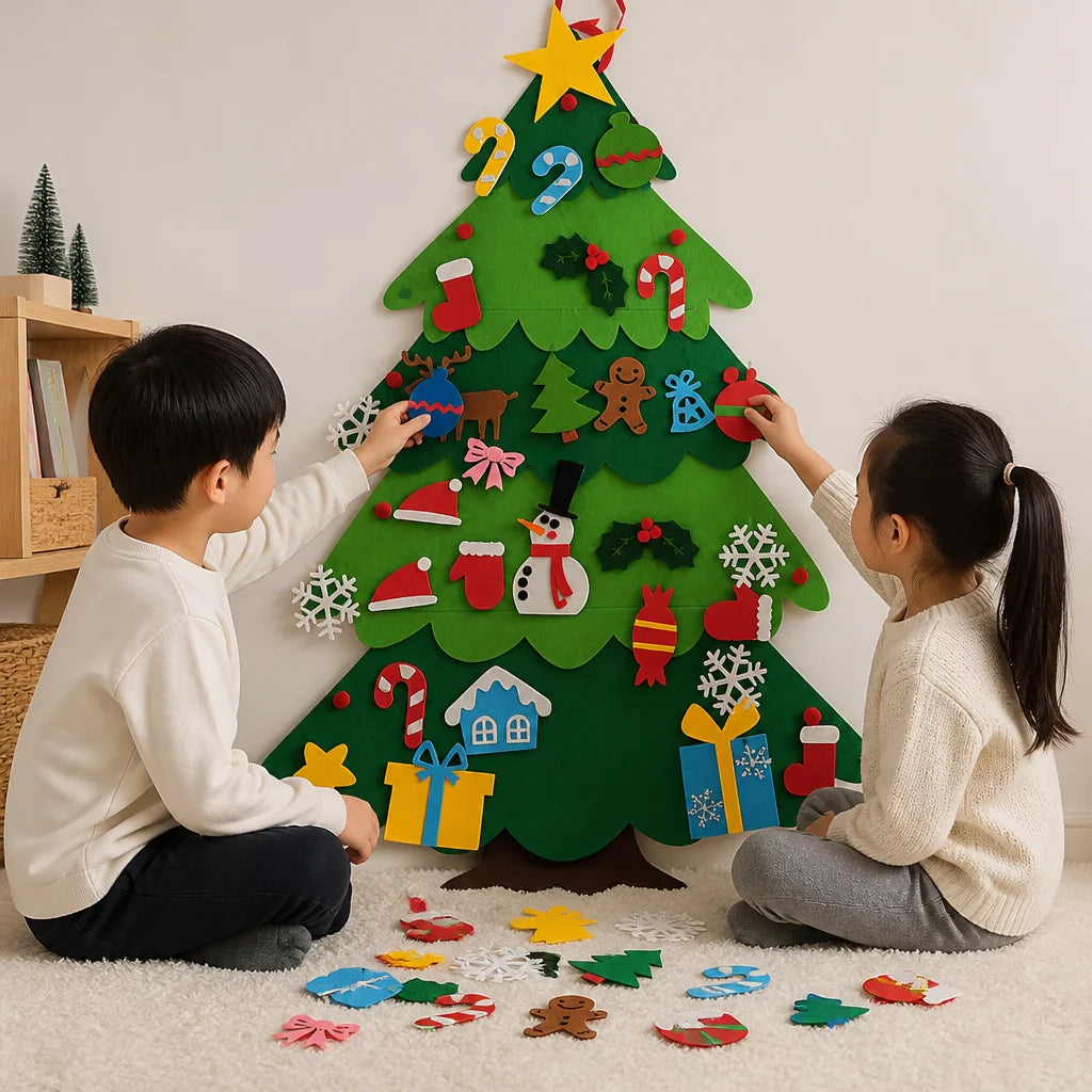 Kids' Felt Christmas Tree Reusable With 32 Ornaments
