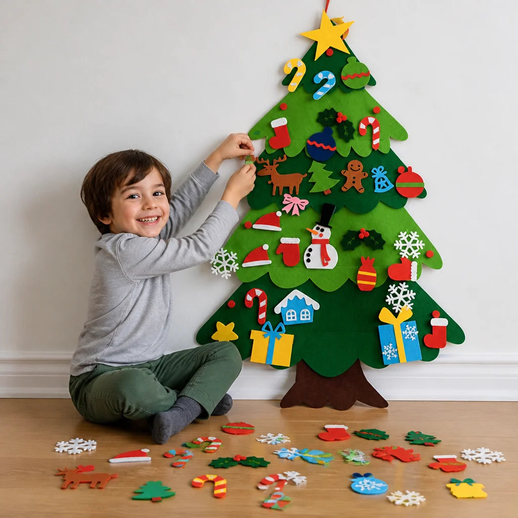 Kids' Felt Christmas Tree Reusable With 32 Ornaments