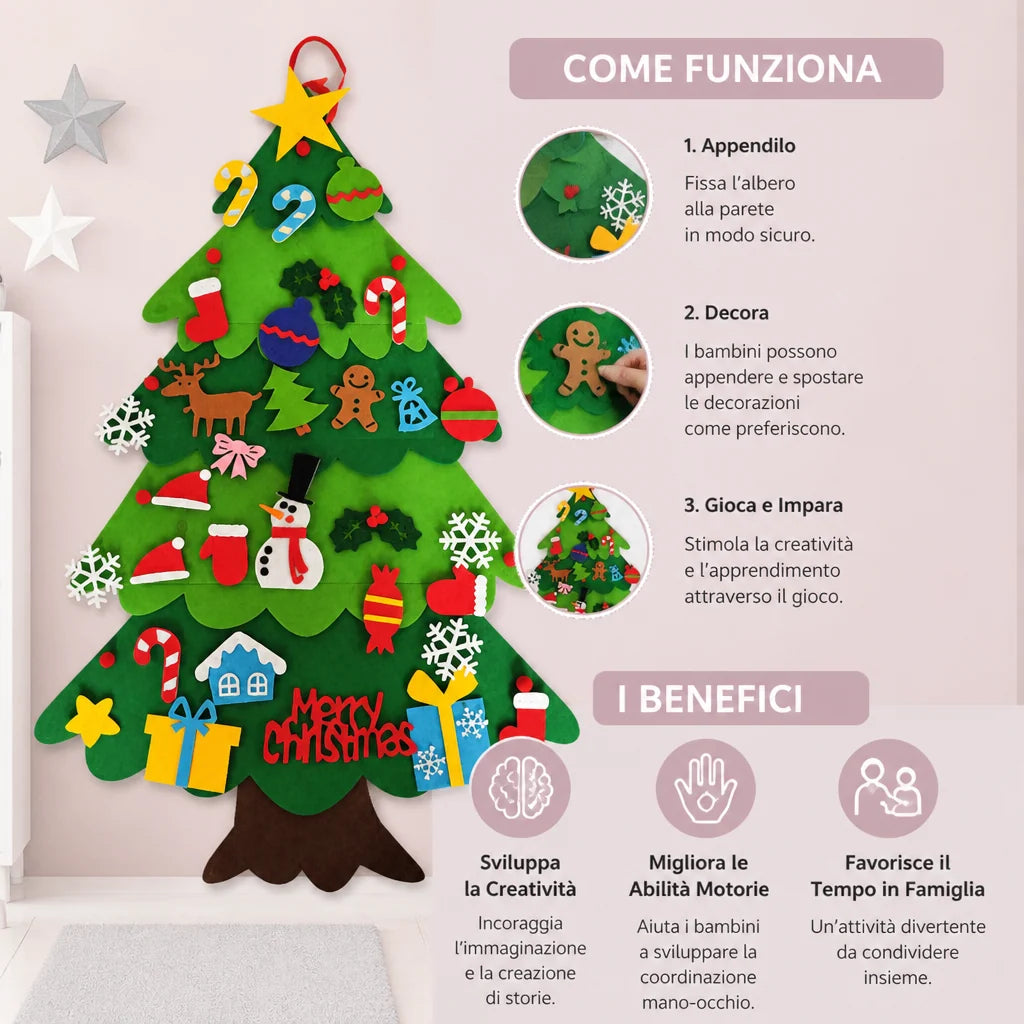 Kids' Felt Christmas Tree Reusable With 32 Ornaments
