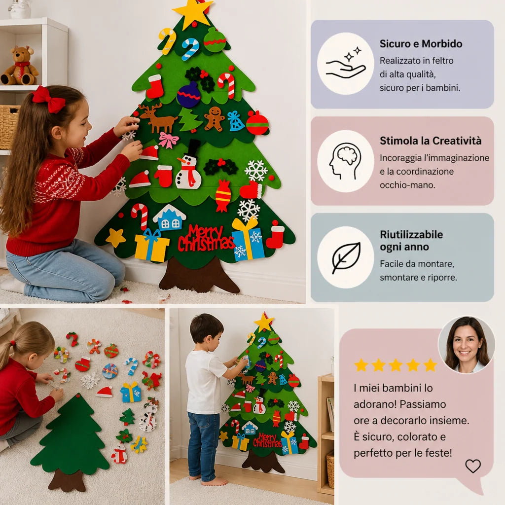 Kids' Felt Christmas Tree Reusable With 32 Ornaments