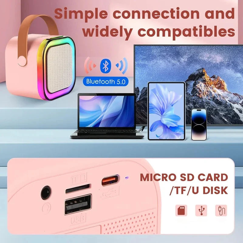 Kids Karaoke Machine Bluetooth Two Wireless Microphones