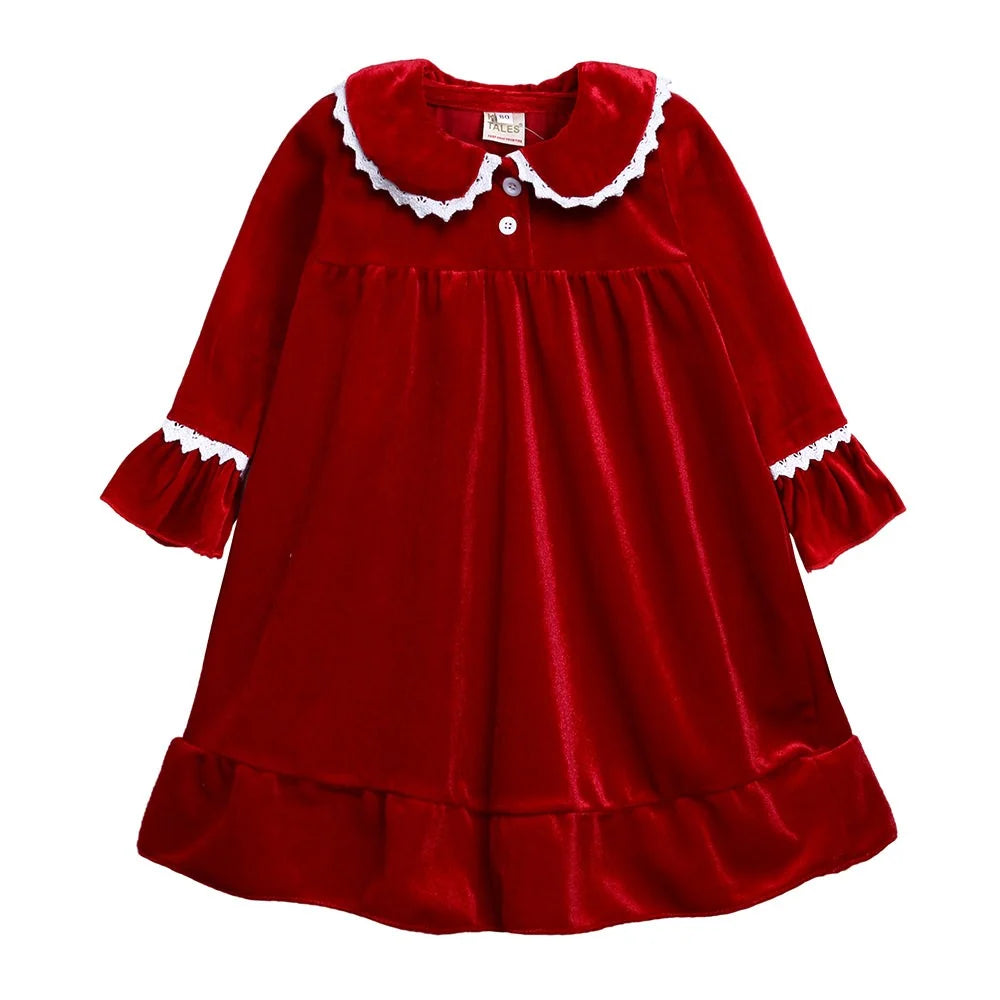 Kids Pajama Set Polyester Velvet Top Plaid Pants Elastic Waistband