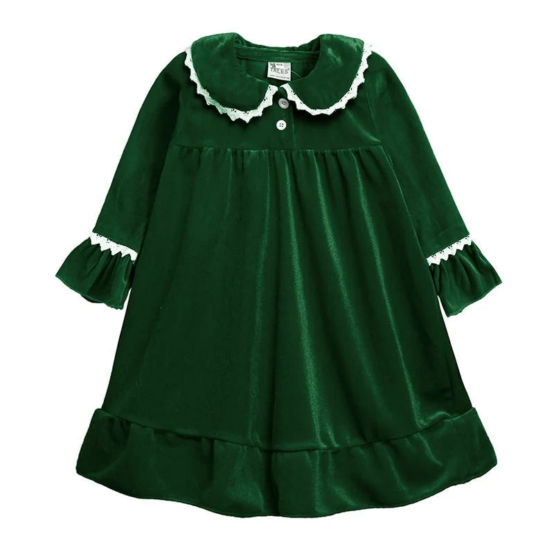 Kids Pajama Set Polyester Velvet Top Plaid Pants Elastic Waistband
