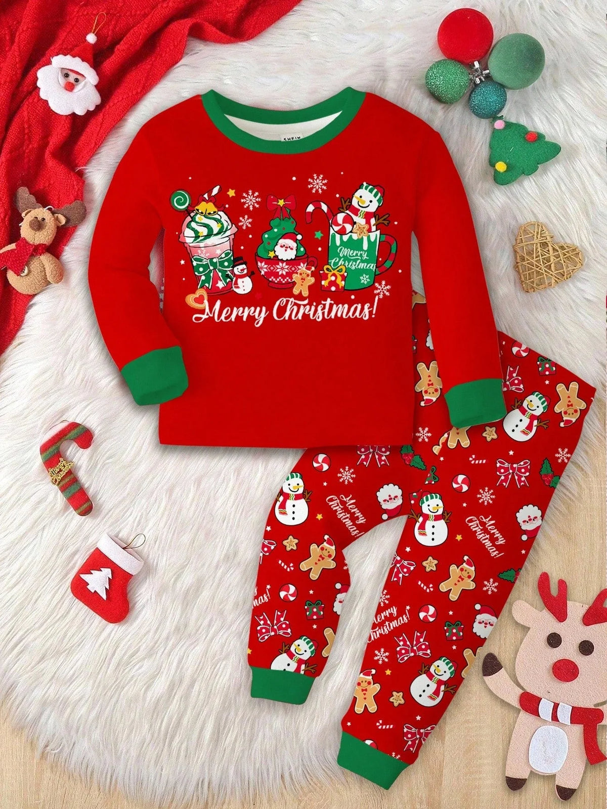 Kids Pajama Set Thermal-Lined Stretch Knit 2-Piece