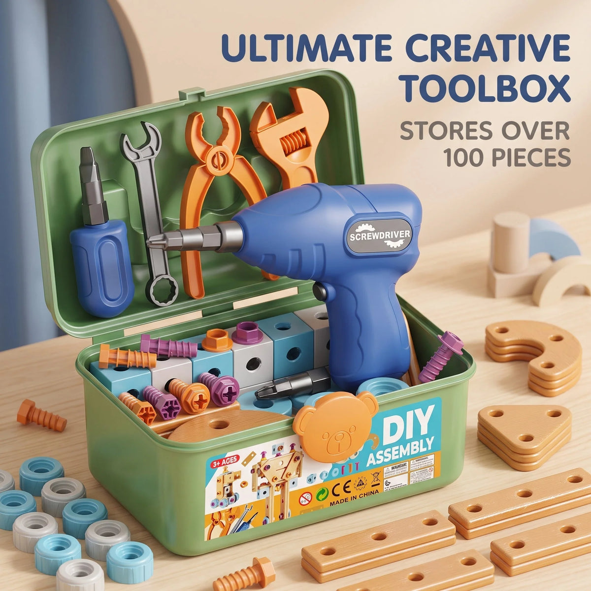 Kids’ Tool Set Electric Drill 126 Pieces