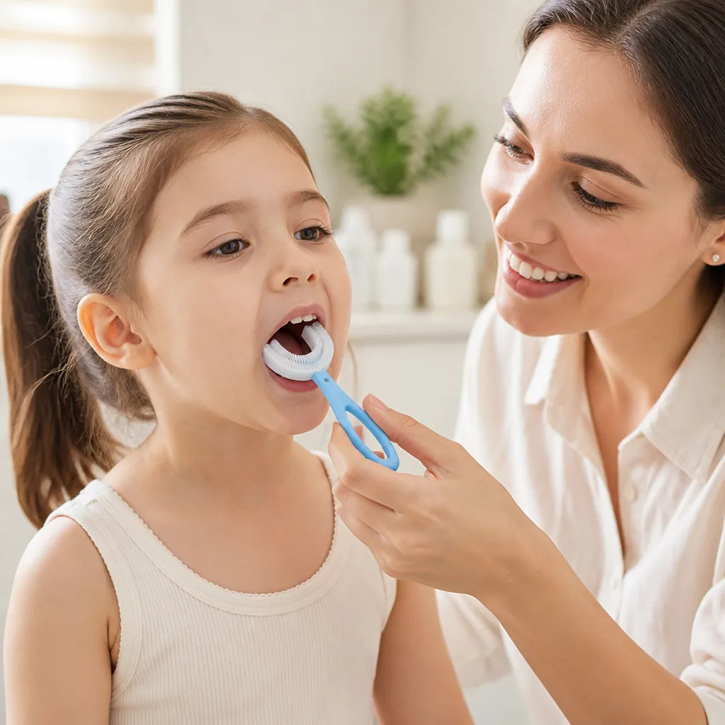 Kids Toothbrush 360° Silicone U-Shape Gum Massage