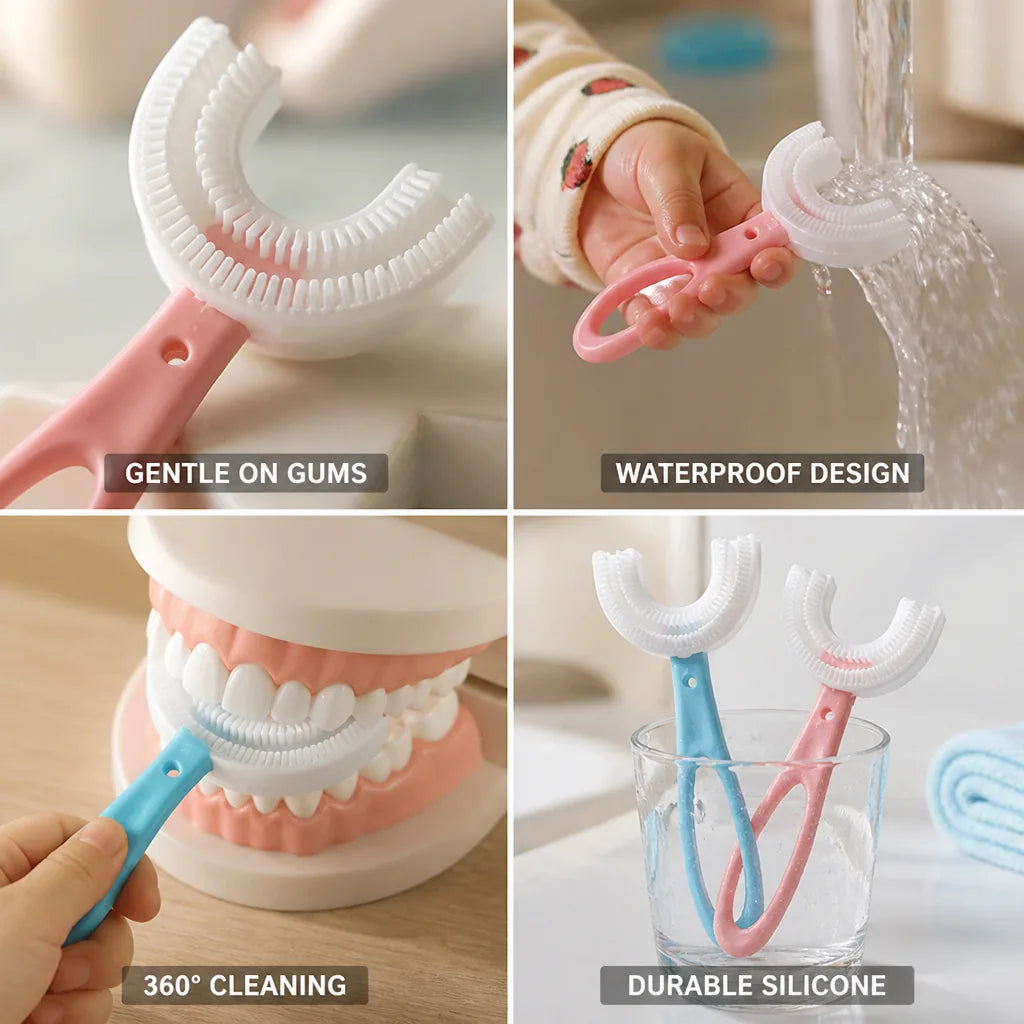 Kids Toothbrush 360° Silicone U-Shape Gum Massage