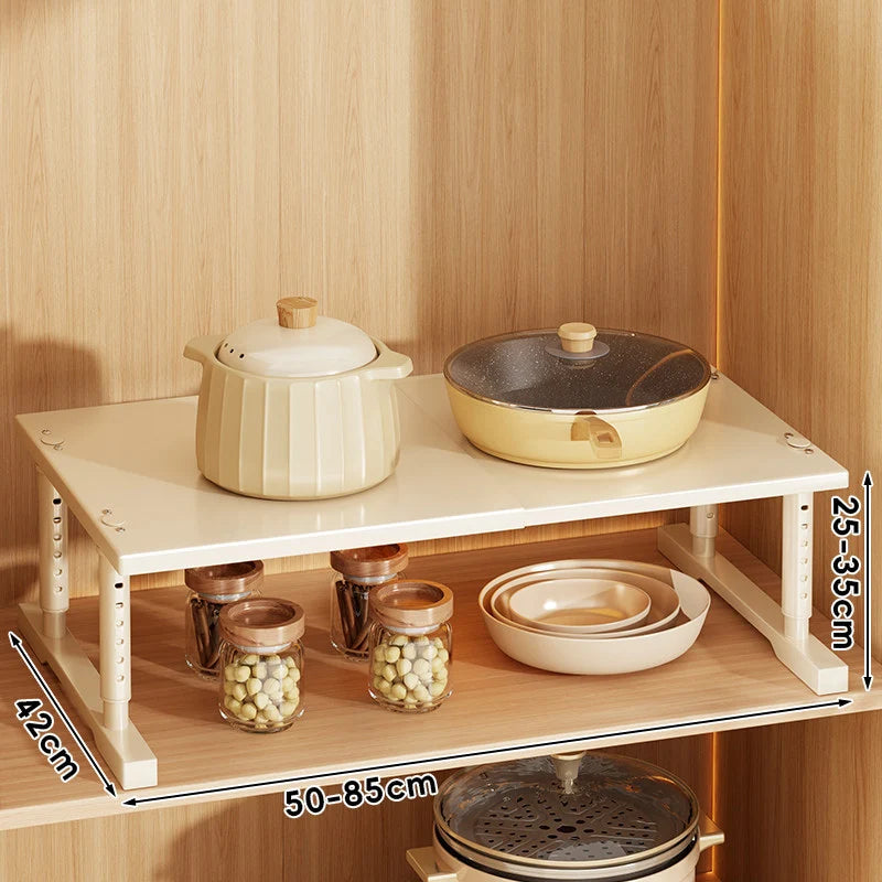 Kitchen Appliance Shelf Expandable Width Adjustable Height Non-Slip Feet