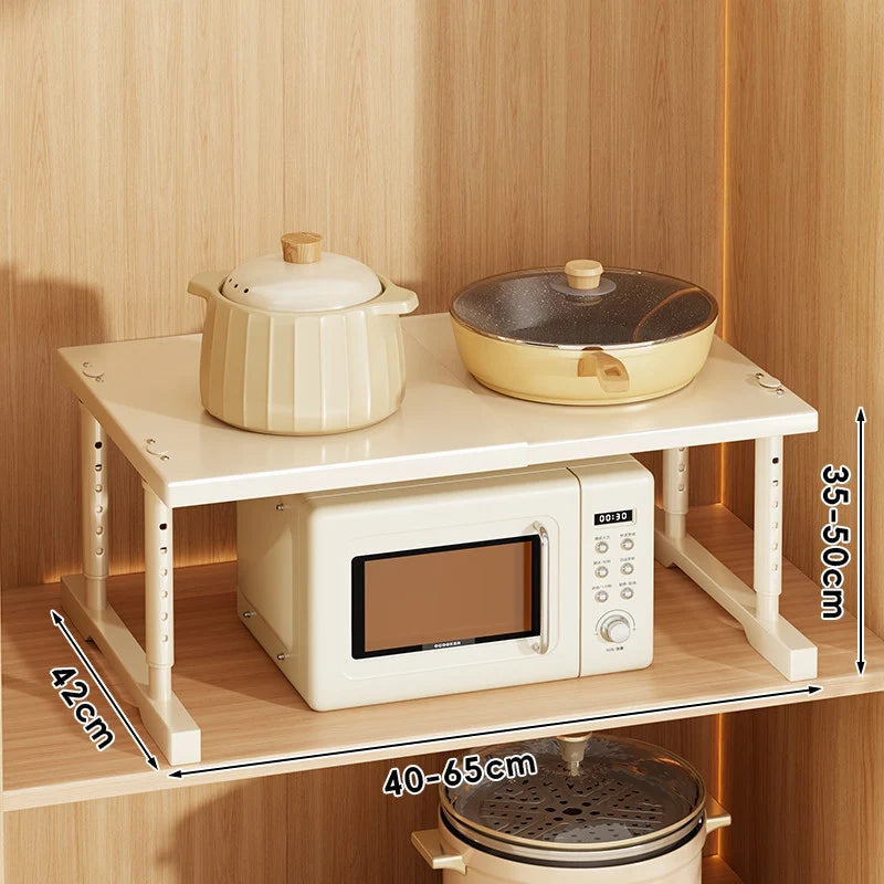 Kitchen Appliance Shelf Expandable Width Adjustable Height Non-Slip Feet