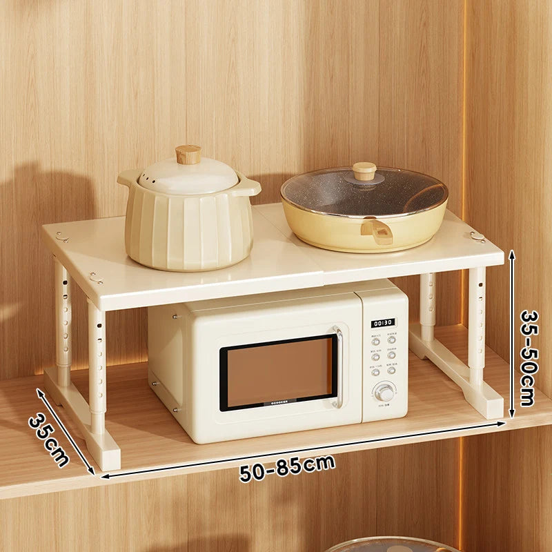 Kitchen Appliance Shelf Expandable Width Adjustable Height Non-Slip Feet