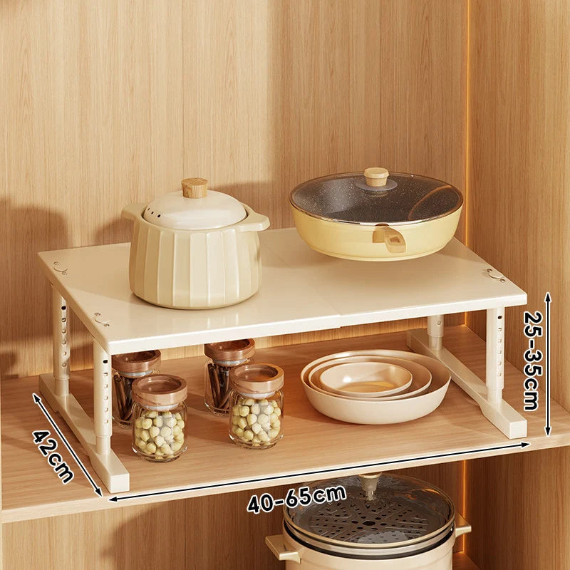 Kitchen Appliance Shelf Expandable Width Adjustable Height Non-Slip Feet