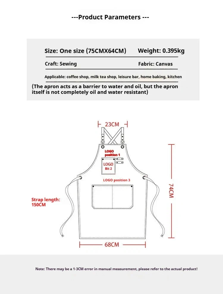 Kitchen Apron Heavy Canvas Adjustable Fit Front Pockets