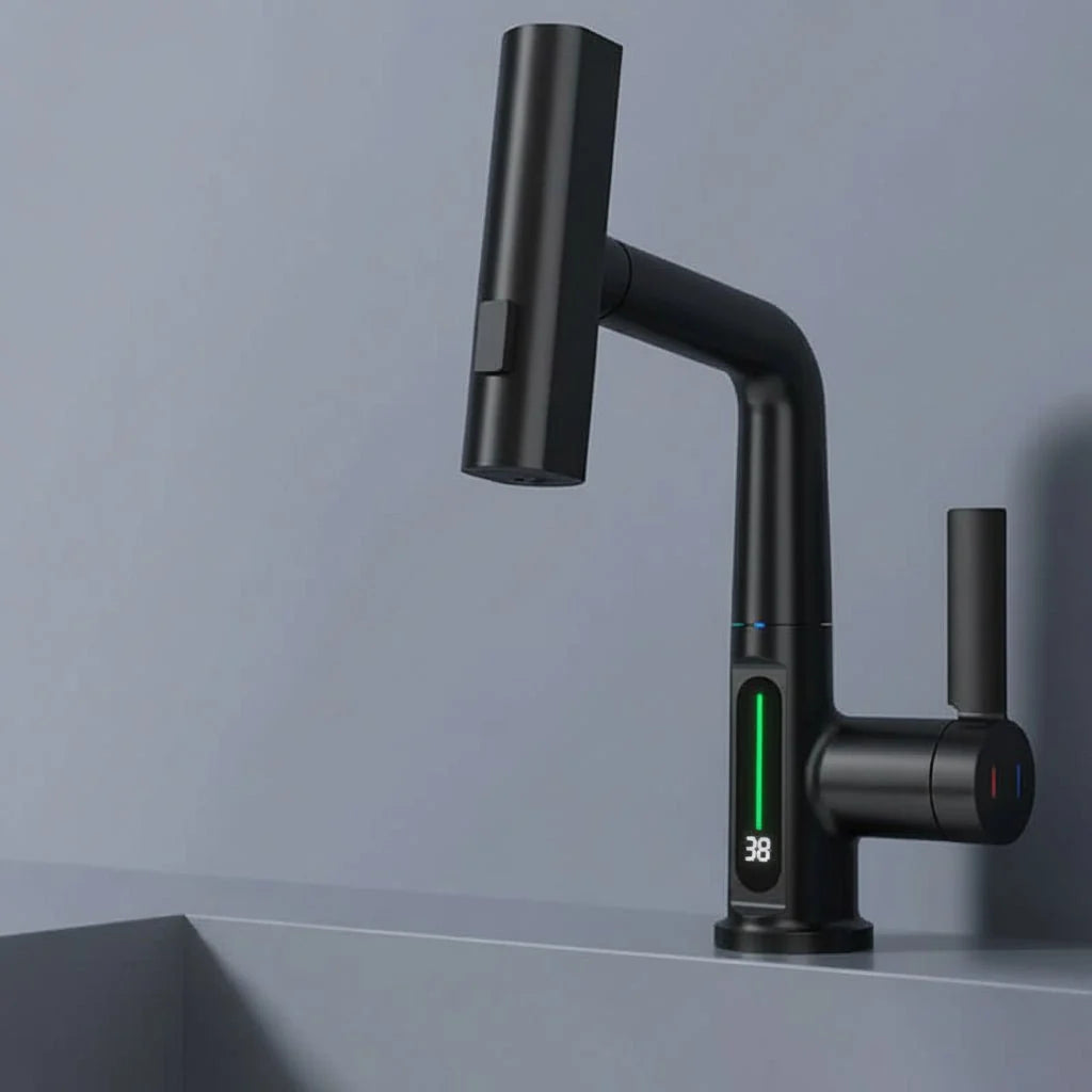 Kitchen Faucet 360° Swivel Pull-Out Sprayer LED Temperature Display