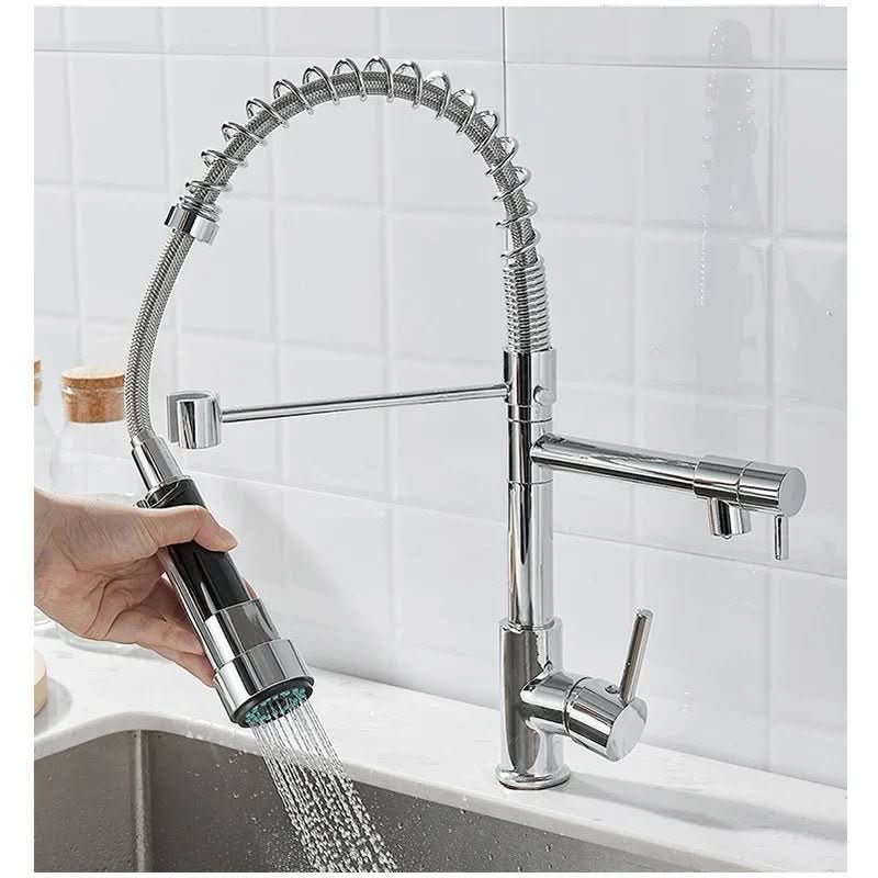 Kitchen Faucet Brass Dual Spout Two Water Streams
