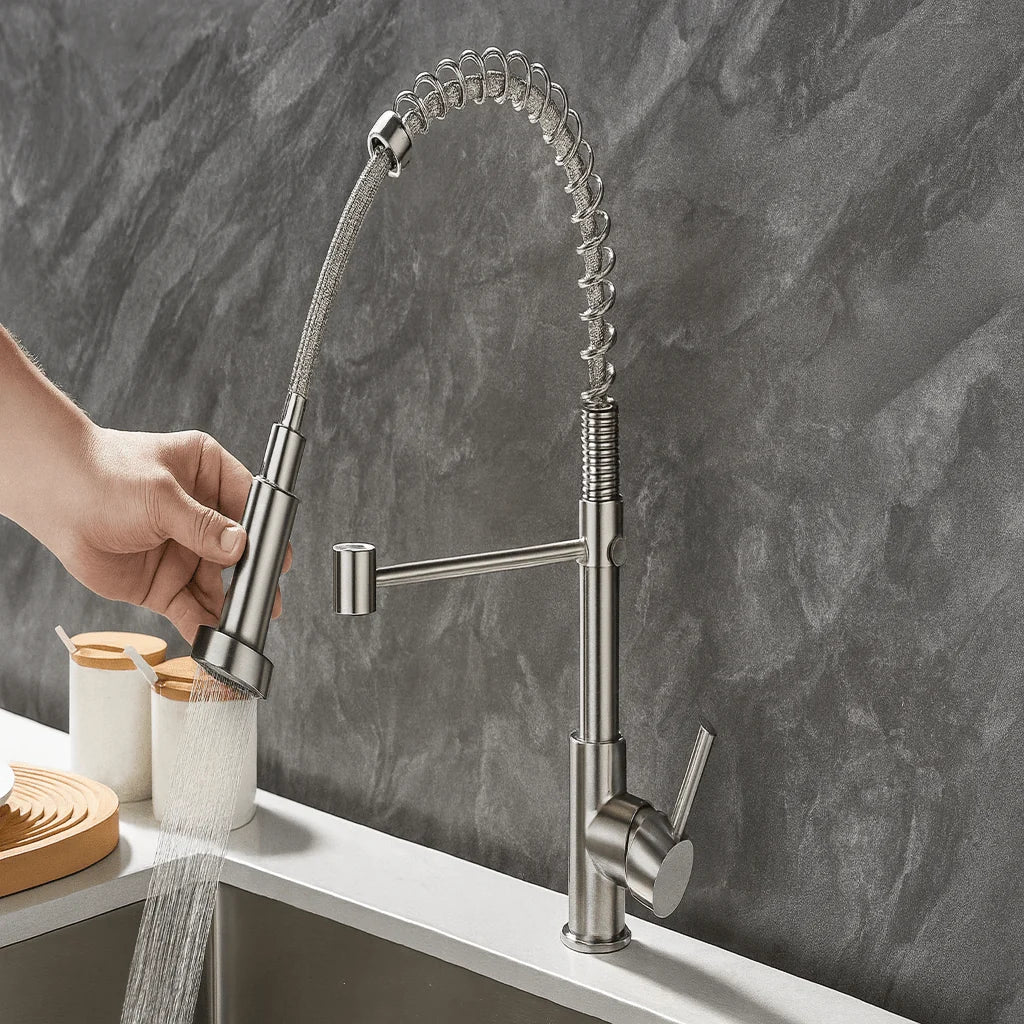 Kitchen Faucet Brass Dual Spout Two Water Streams