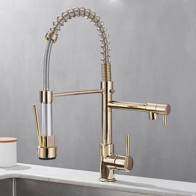 Kitchen Faucet Brass Dual Spout Two Water Streams