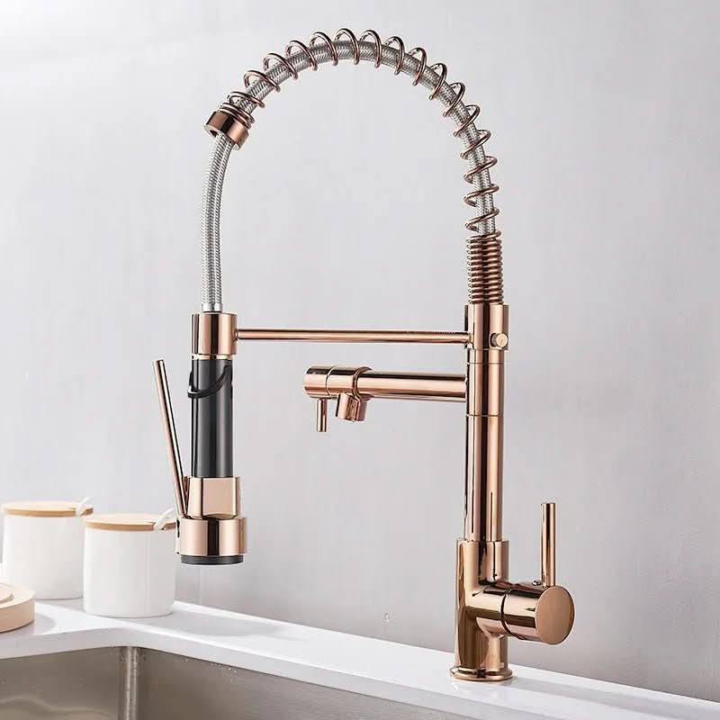 Kitchen Faucet Brass Dual Spout Two Water Streams