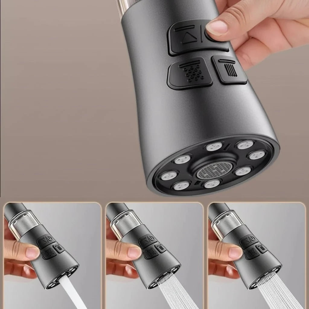 Kitchen Faucet Extender 720° Rotating Three Spray Modes With Integrated Filter