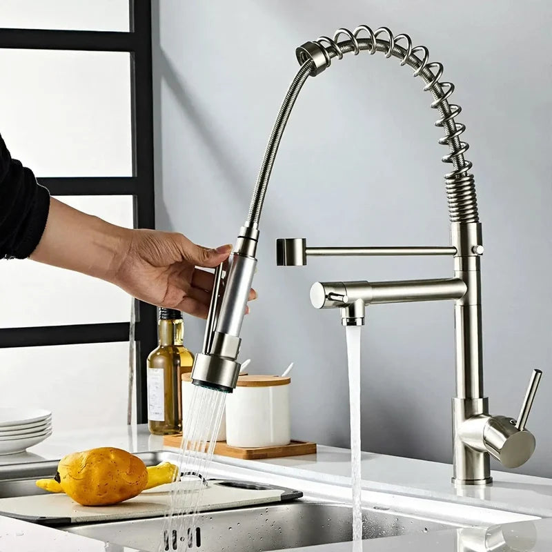 Kitchen Faucet Pull-Out Spray Stainless Steel Single-Handle Control