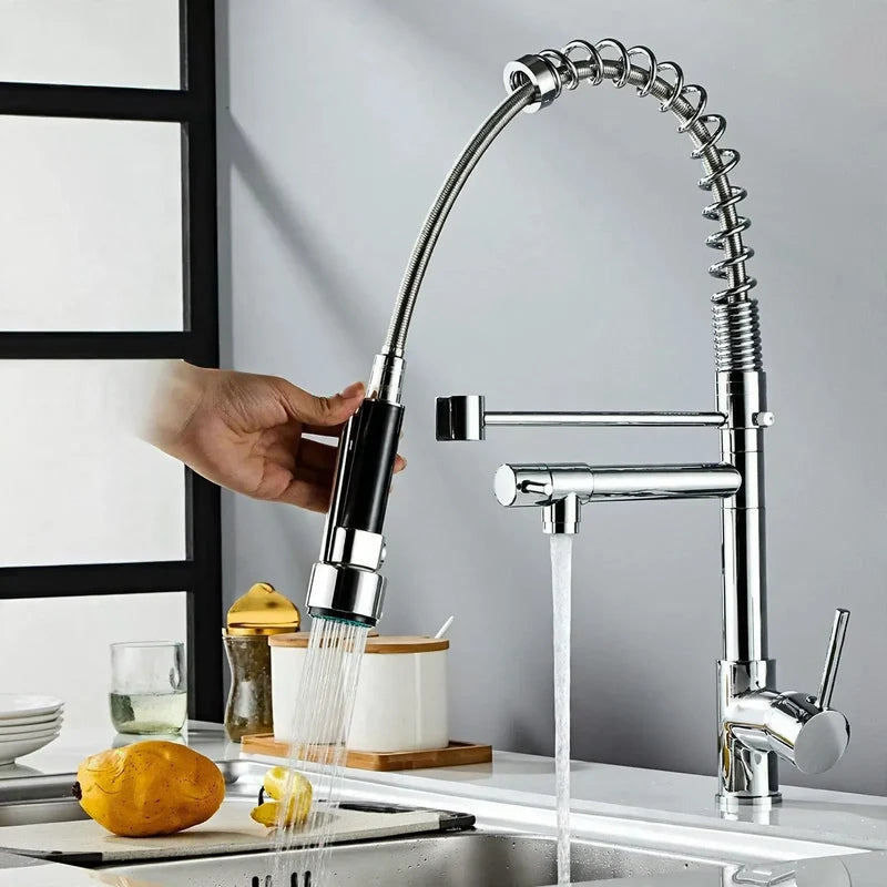 Kitchen Faucet Pull-Out Spray Stainless Steel Single-Handle Control