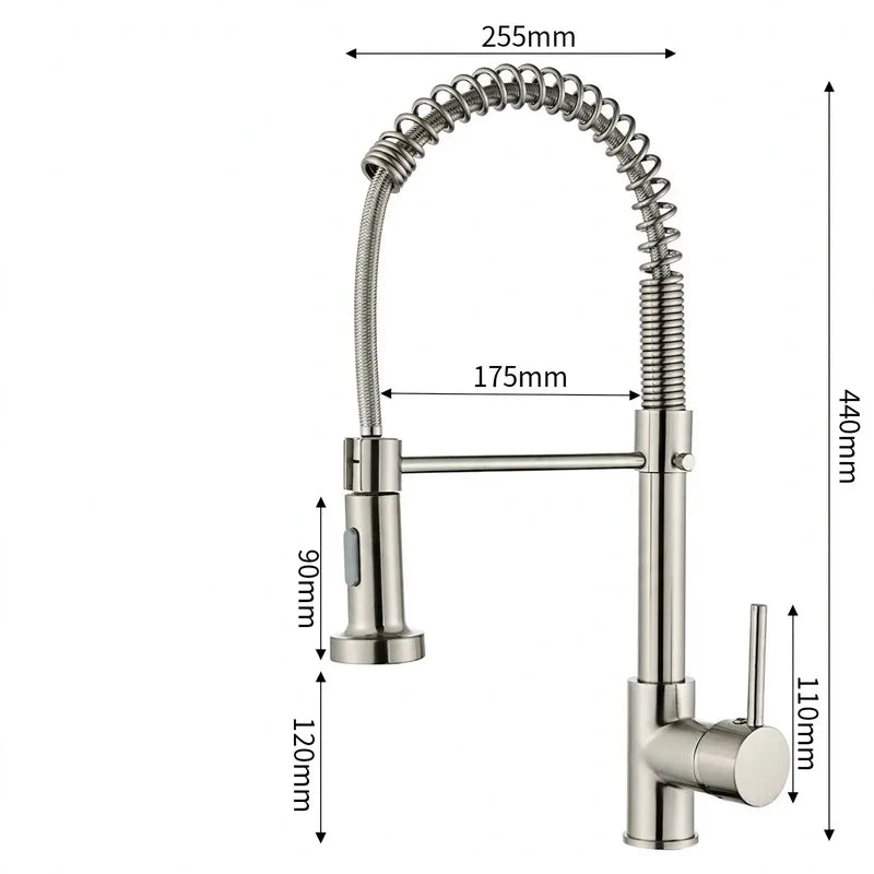 Kitchen Faucet Pull-Out Spray Stainless Steel Single-Handle Control