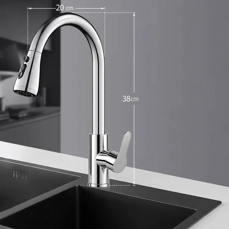 Kitchen Faucet Pull-Out Sprayer Stainless Steel Ceramic Valve