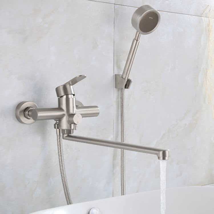 Kitchen Faucet Wall-Mounted Swivel Spout Stainless Steel