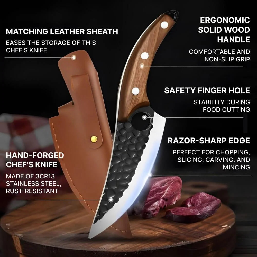 Kitchen Knife Refined Metal Alloy Blade Cherry Wood Handle