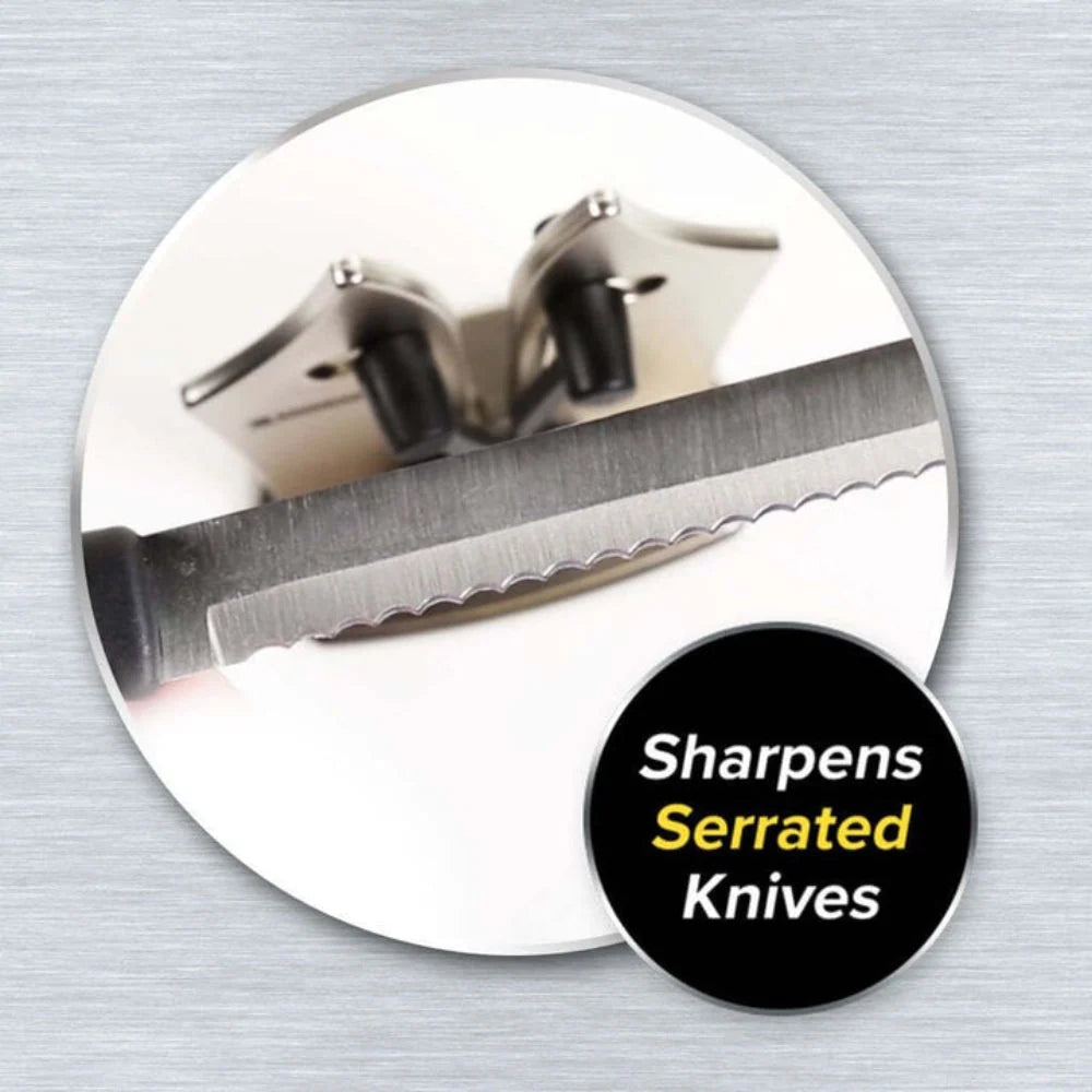 Kitchen Knife Sharpener Pull-Through Non-Slip Base & Safety Handle
