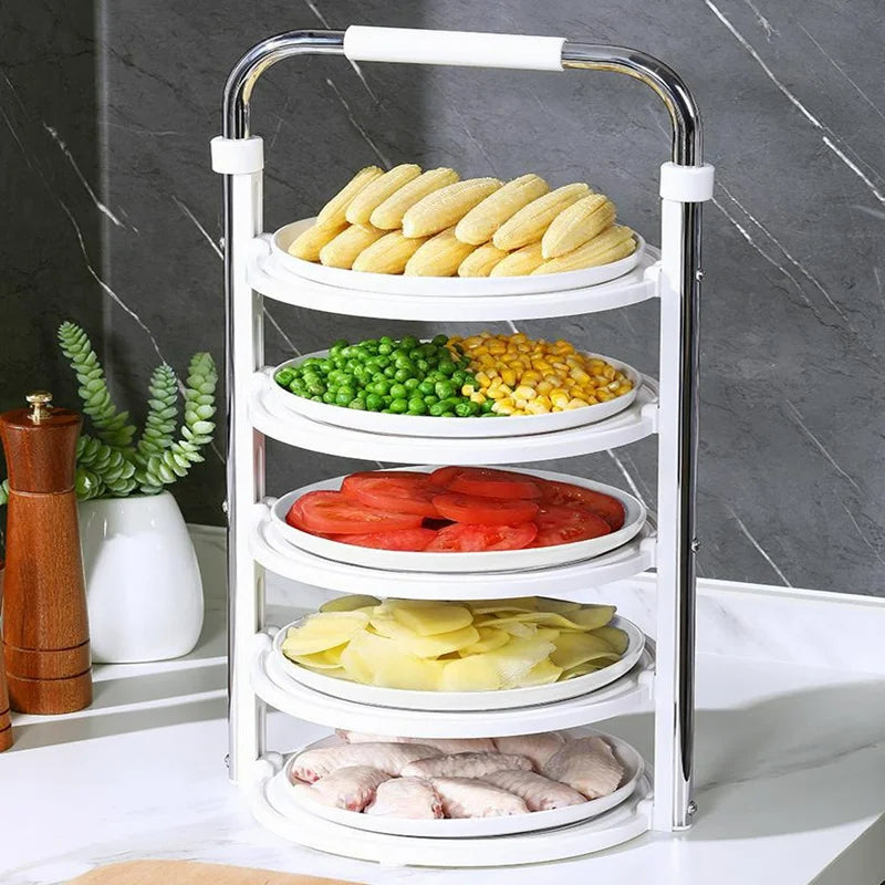 Kitchen Organizer Rack Tiered Space-Saving Foldable