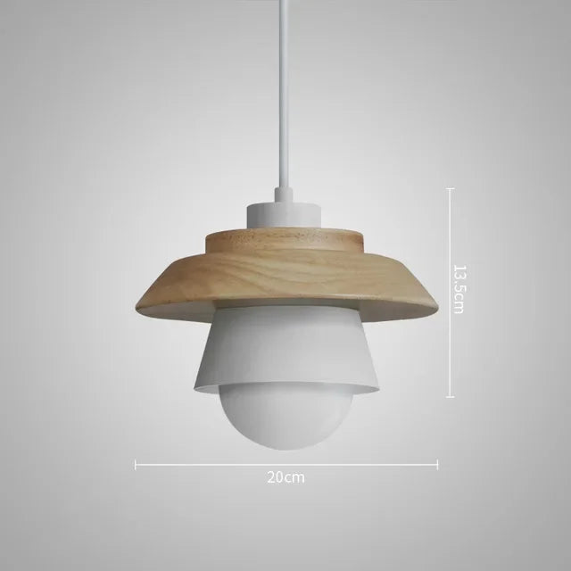 Kitchen Pendant Light Macaron Colored Shade Timber Collar