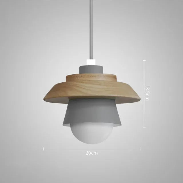 Kitchen Pendant Light Macaron Colored Shade Timber Collar