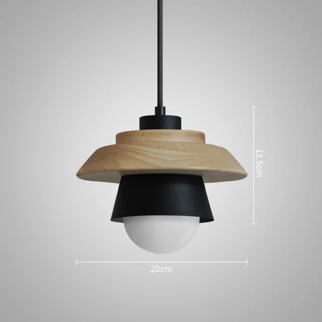 Kitchen Pendant Light Macaron Colored Shade Timber Collar