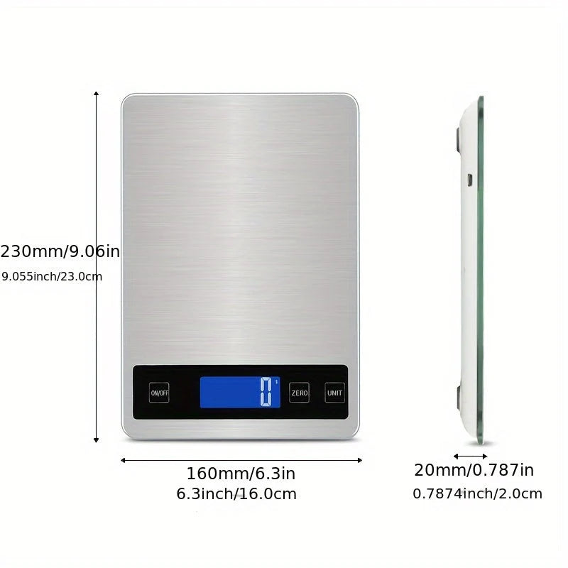 Kitchen Scale 15kg USB Rechargeable 1g Precision