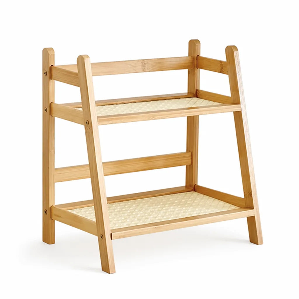 Kitchen Shelf 2-Tier Bamboo Slatted Space-Saving
