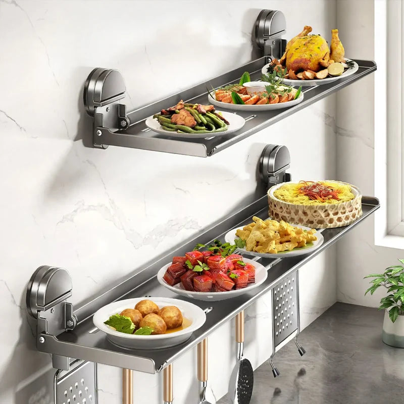 Kitchen Shelf Foldable Suction Cup Carbon Steel