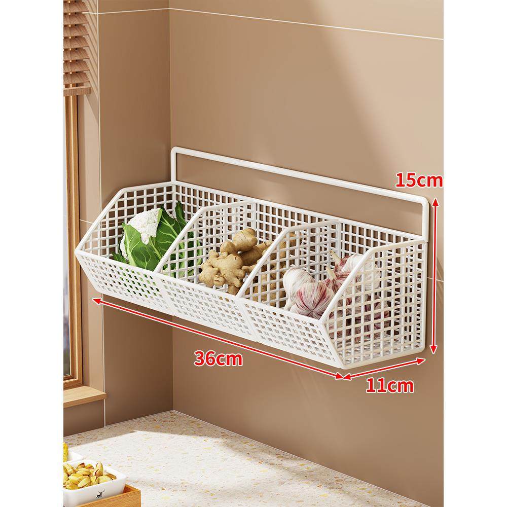 Kitchen Storage Basket Wall-Mounted Ventilated Space-Saving