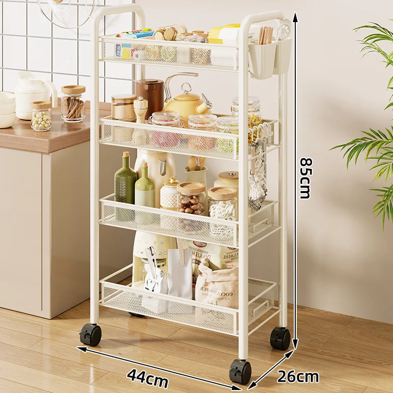 Kitchen Storage Cart 3-Tier Ventilated Mesh Locking Casters
