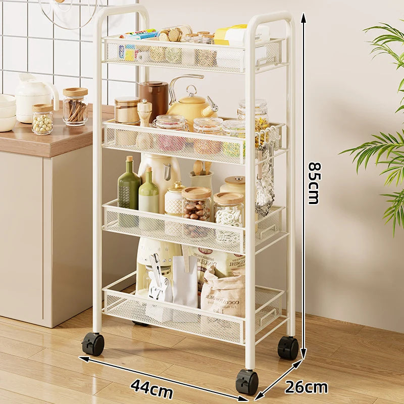 Kitchen Storage Cart 3-Tier Ventilated Mesh Locking Casters