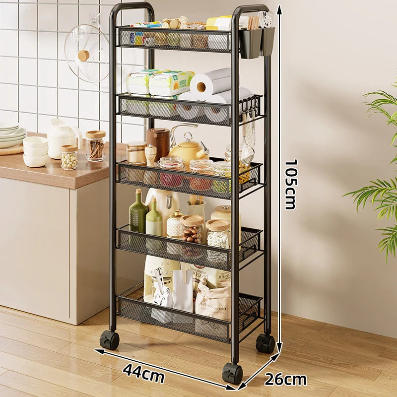 Kitchen Storage Cart 3-Tier Ventilated Mesh Locking Casters