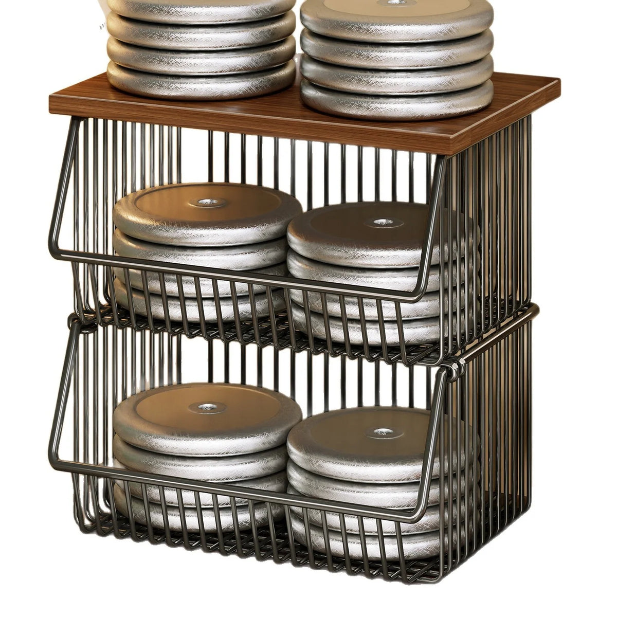 Kitchen Storage Cart Four-Tier Wooden Top Rolling Wheels