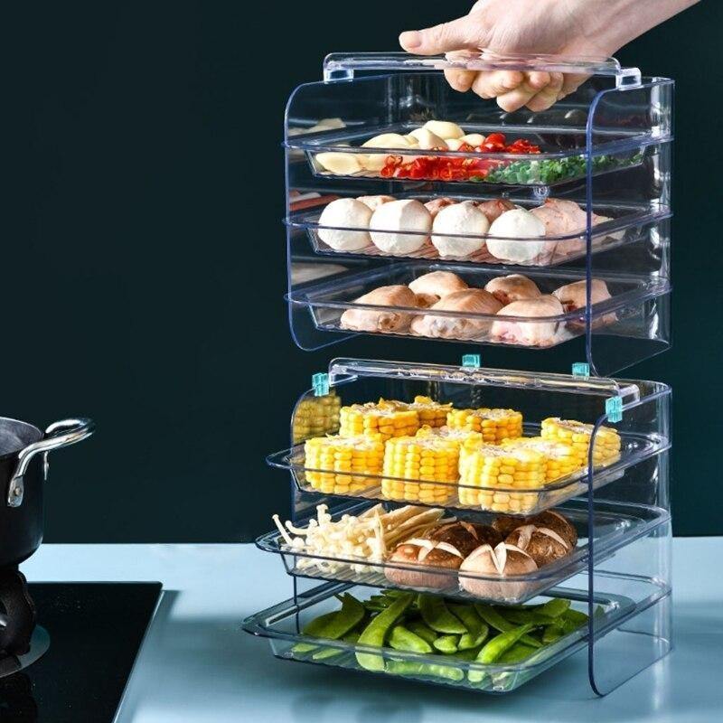 Kitchen Storage Rack 3-Tier Stackable Slide-Out Drawers