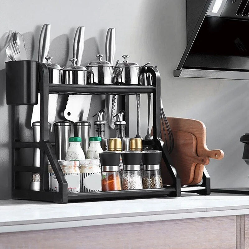 Kitchen Storage Rack Stainless Steel Two-Tier With Drainage