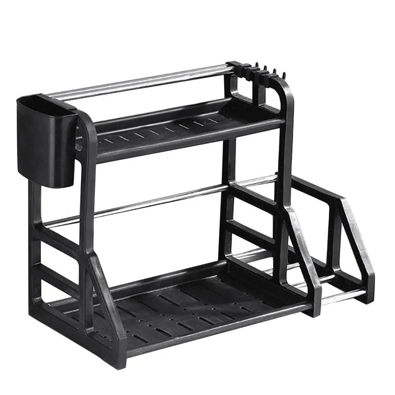 Kitchen Storage Rack Stainless Steel Two-Tier With Drainage