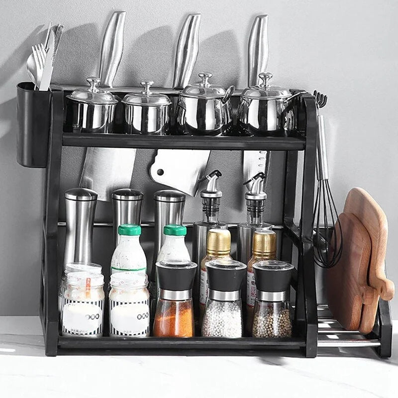 Kitchen Storage Rack Stainless Steel Two-Tier With Drainage