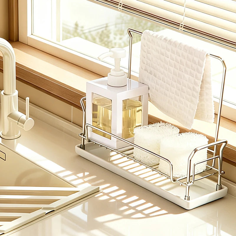 Kitchen Towel Drying Rack 304 Stainless Steel Countertop Sponge Storage