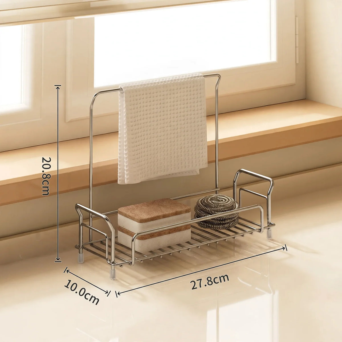 Kitchen Towel Drying Rack 304 Stainless Steel Countertop Sponge Storage