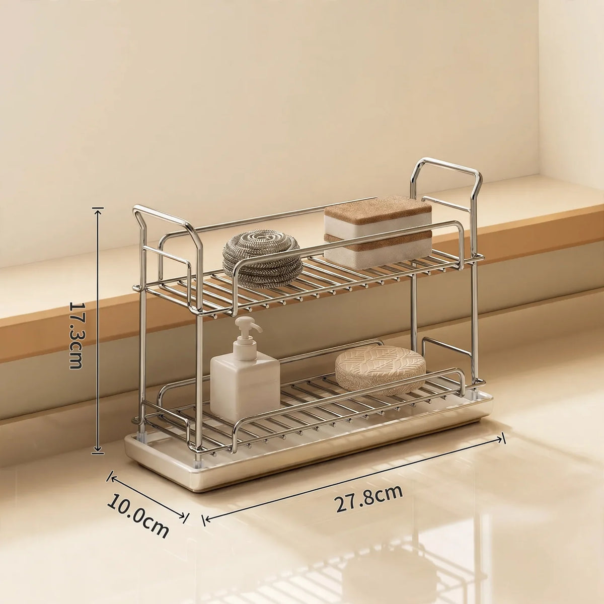 Kitchen Towel Drying Rack 304 Stainless Steel Countertop Sponge Storage