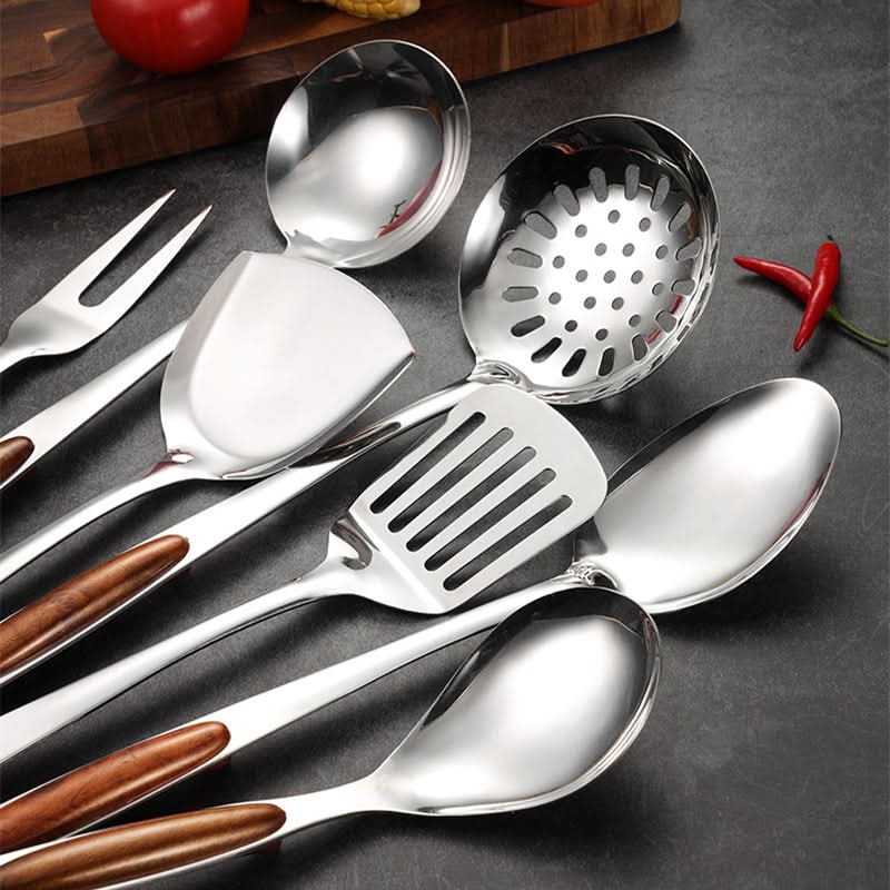 Kitchen Utensil Set Stainless Steel Non-Slip Dishwasher-Safe_handles